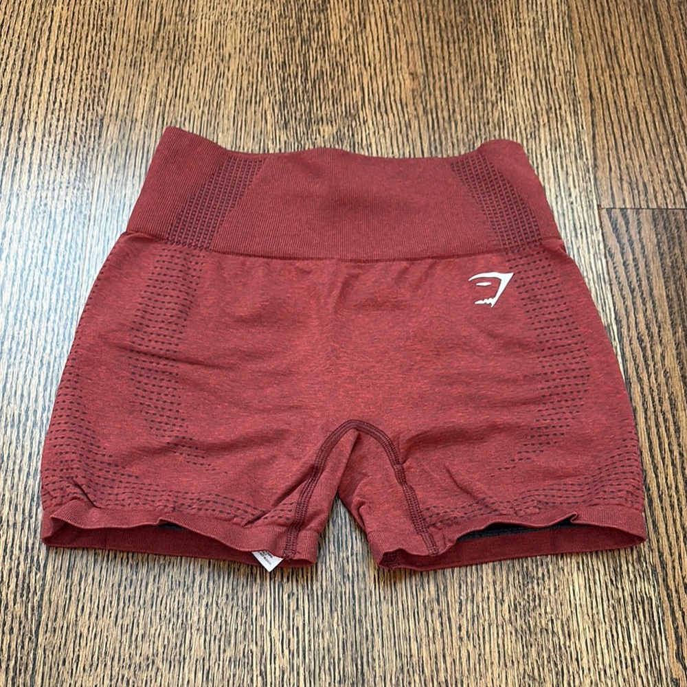 Gymshark Red Athletic Shorts Moisture-Wicking Compression